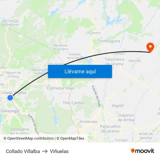 Collado Villalba to Viñuelas map