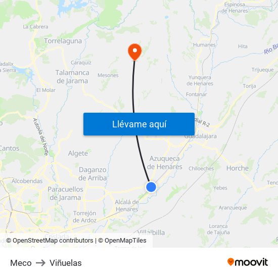 Meco to Viñuelas map