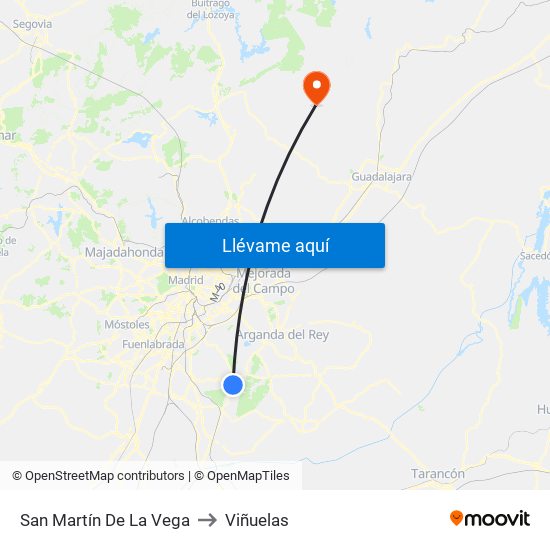San Martín De La Vega to Viñuelas map