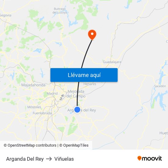 Arganda Del Rey to Viñuelas map