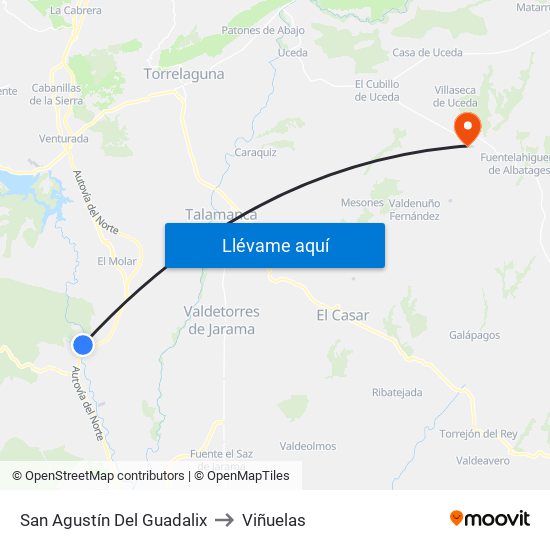 San Agustín Del Guadalix to Viñuelas map