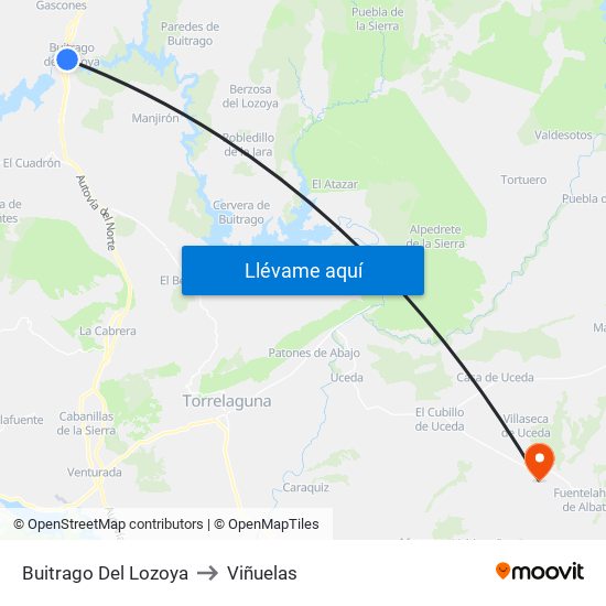 Buitrago Del Lozoya to Viñuelas map