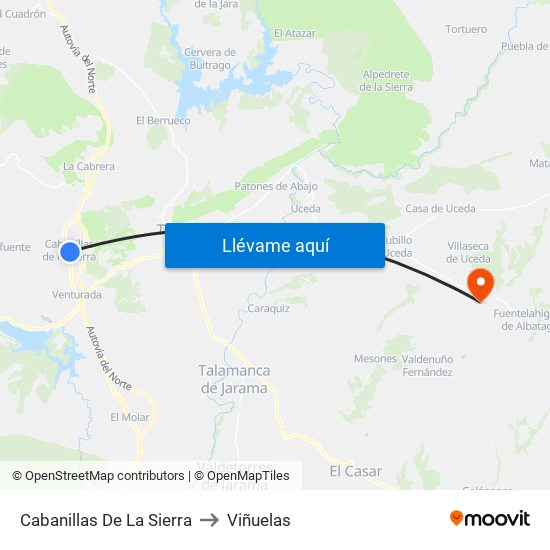 Cabanillas De La Sierra to Viñuelas map
