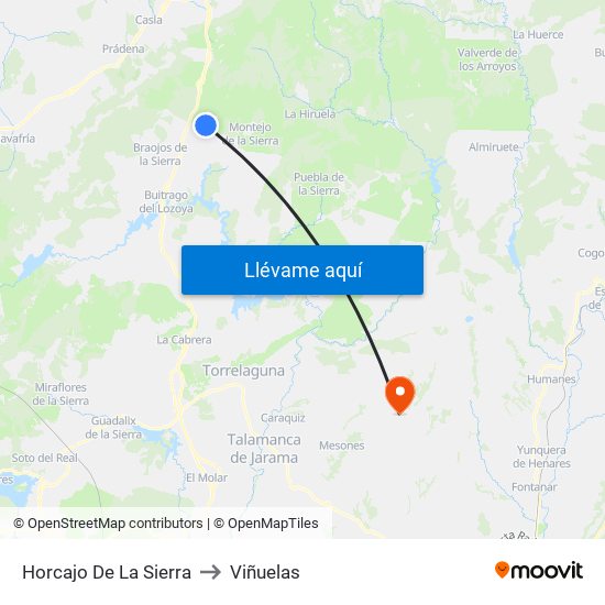 Horcajo De La Sierra to Viñuelas map
