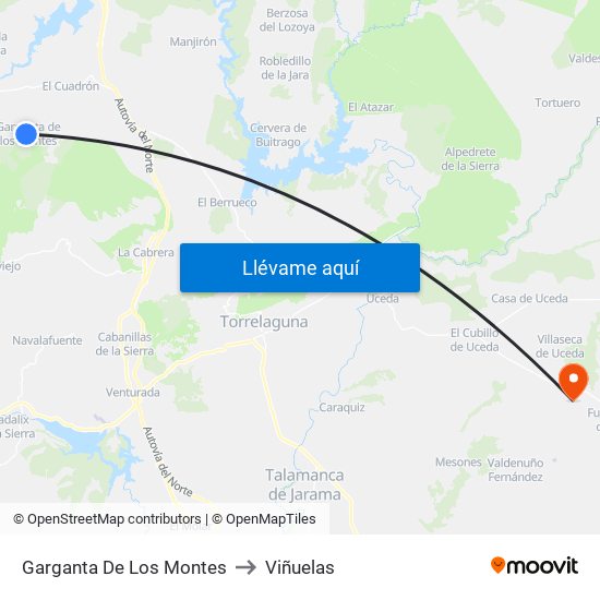 Garganta De Los Montes to Viñuelas map