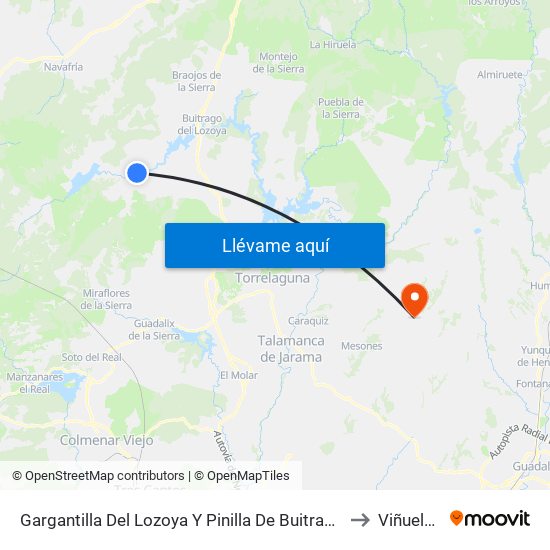Gargantilla Del Lozoya Y Pinilla De Buitrago to Viñuelas map