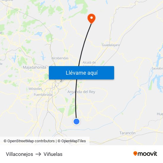 Villaconejos to Viñuelas map