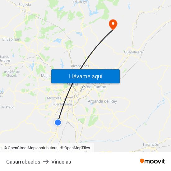 Casarrubuelos to Viñuelas map