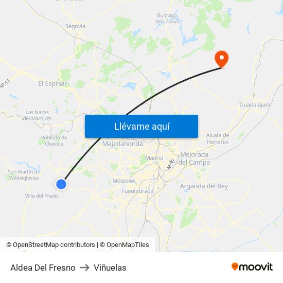 Aldea Del Fresno to Viñuelas map
