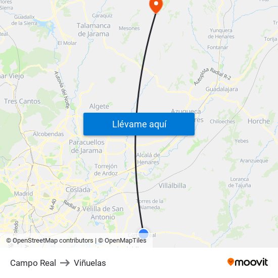 Campo Real to Viñuelas map