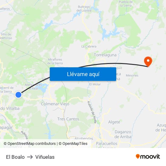 El Boalo to Viñuelas map