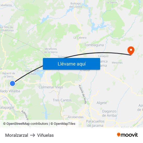 Moralzarzal to Viñuelas map