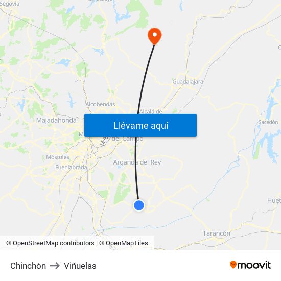 Chinchón to Viñuelas map