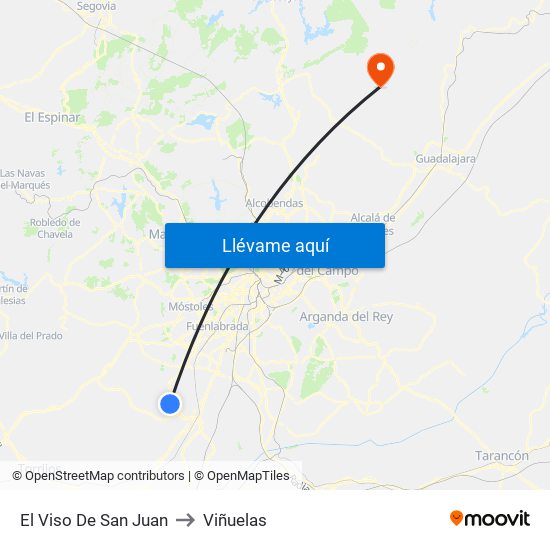 El Viso De San Juan to Viñuelas map