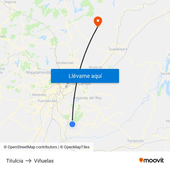 Titulcia to Viñuelas map