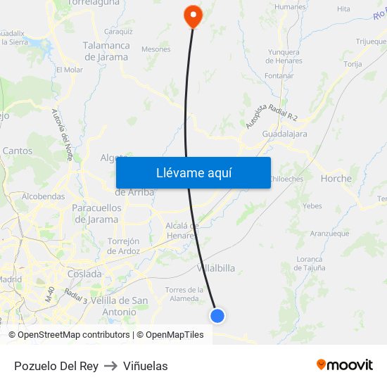 Pozuelo Del Rey to Viñuelas map