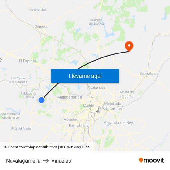 Navalagamella to Viñuelas map