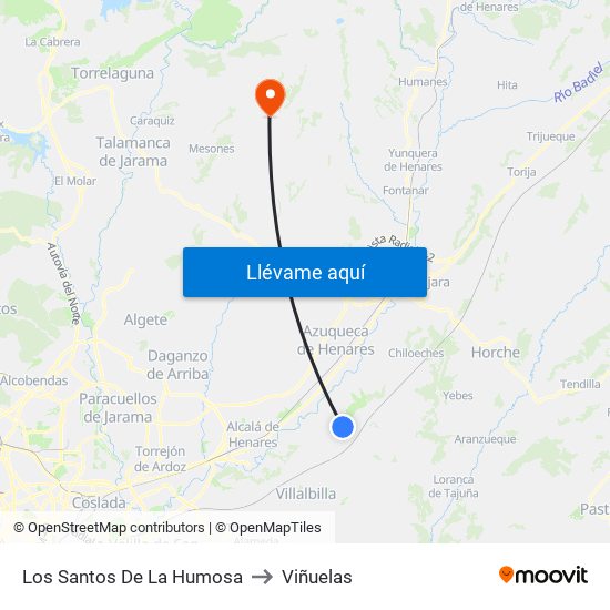 Los Santos De La Humosa to Viñuelas map