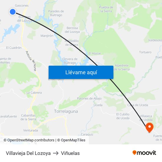 Villavieja Del Lozoya to Viñuelas map