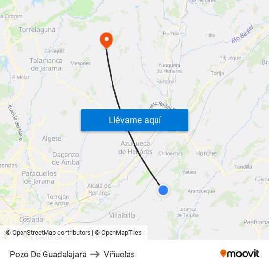 Pozo De Guadalajara to Viñuelas map