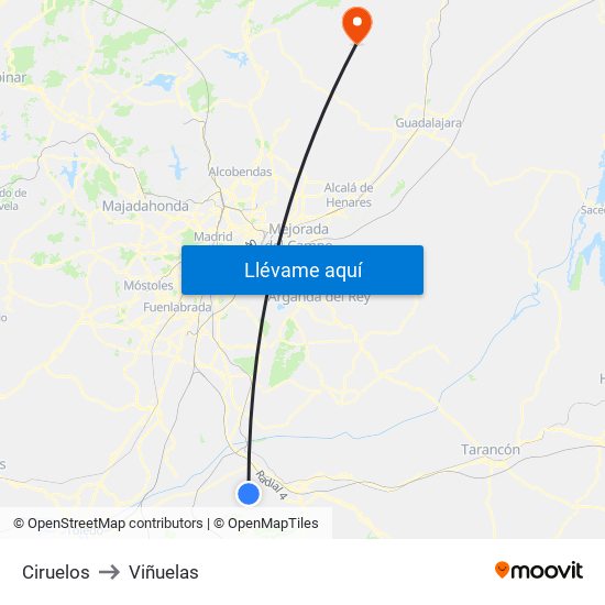 Ciruelos to Viñuelas map