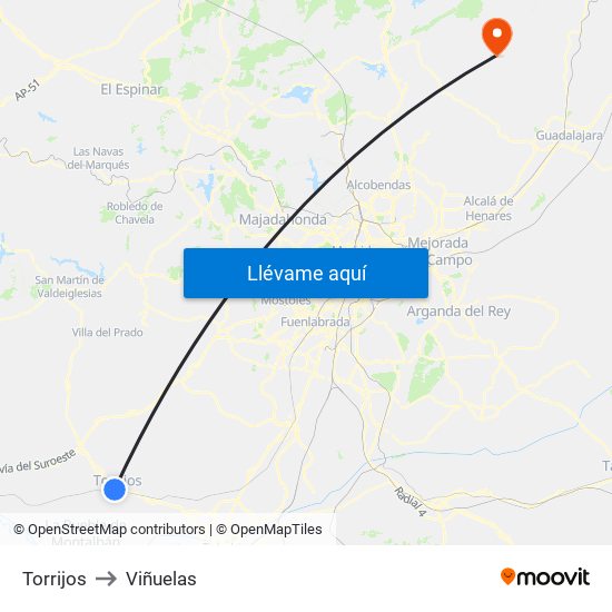 Torrijos to Viñuelas map