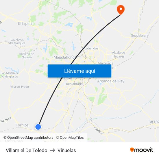 Villamiel De Toledo to Viñuelas map