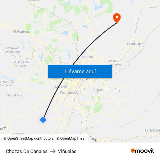 Chozas De Canales to Viñuelas map
