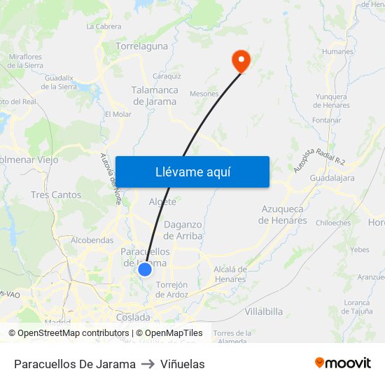 Paracuellos De Jarama to Viñuelas map