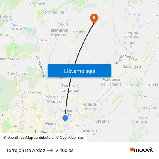 Torrejón De Ardoz to Viñuelas map
