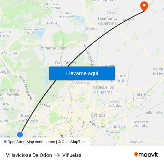 Villaviciosa De Odón to Viñuelas map