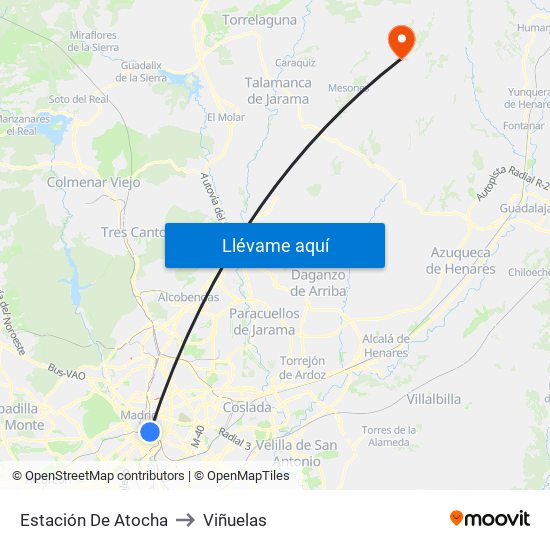 Estación De Atocha to Viñuelas map
