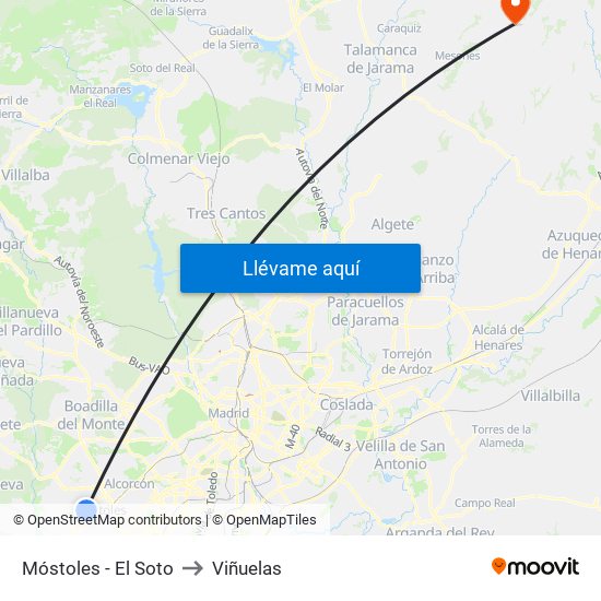 Móstoles - El Soto to Viñuelas map