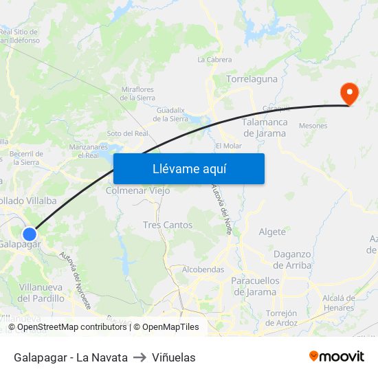 Galapagar - La Navata to Viñuelas map