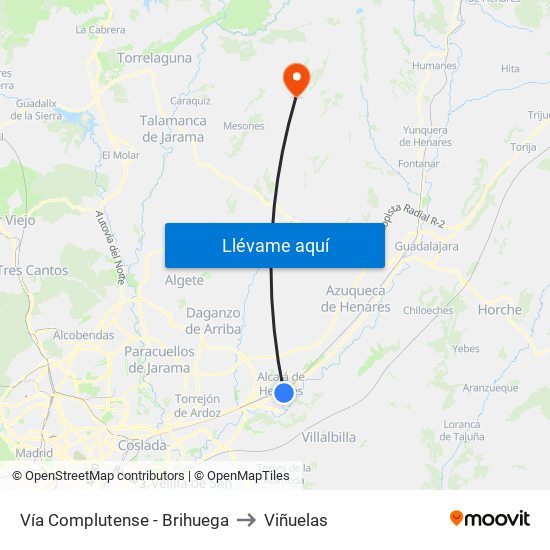 Vía Complutense - Brihuega to Viñuelas map