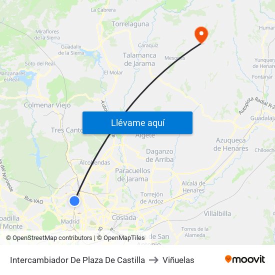 Intercambiador De Plaza De Castilla to Viñuelas map
