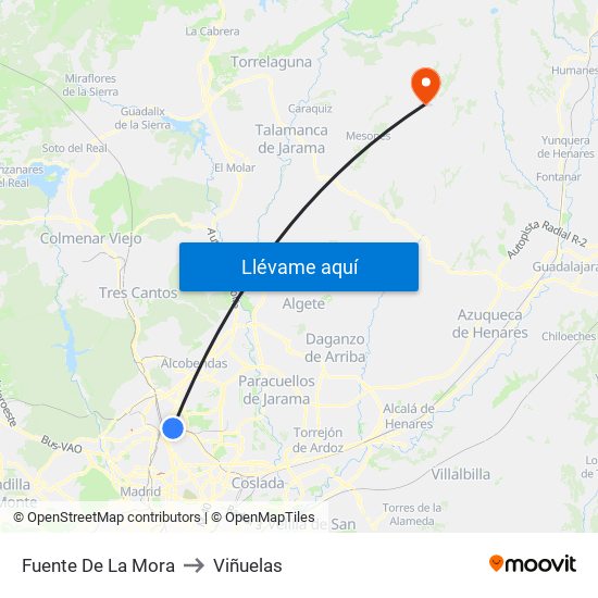 Fuente De La Mora to Viñuelas map