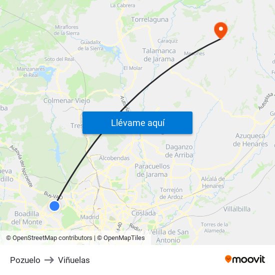 Pozuelo to Viñuelas map