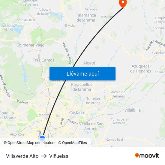 Villaverde Alto to Viñuelas map