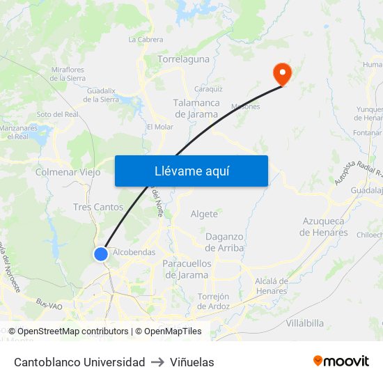 Cantoblanco Universidad to Viñuelas map