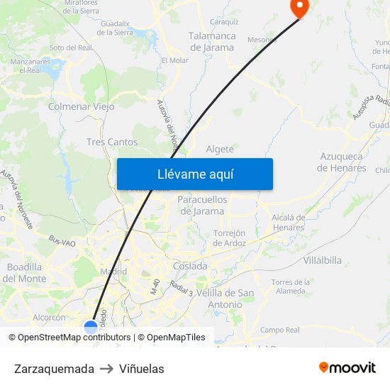 Zarzaquemada to Viñuelas map
