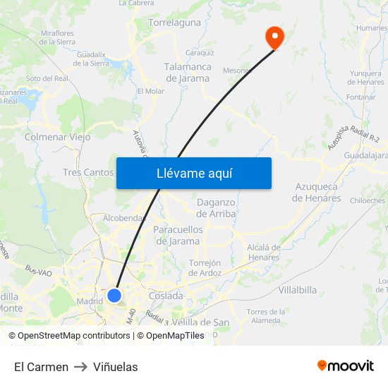 El Carmen to Viñuelas map