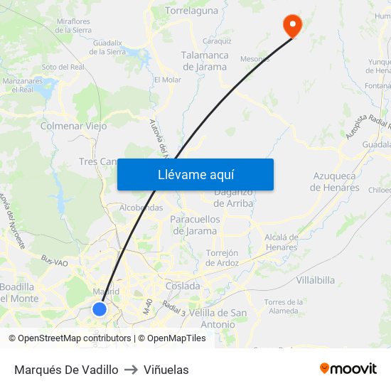 Marqués De Vadillo to Viñuelas map