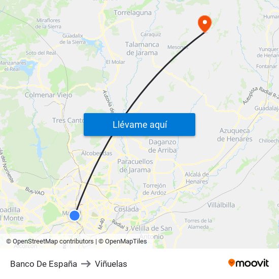 Banco De España to Viñuelas map