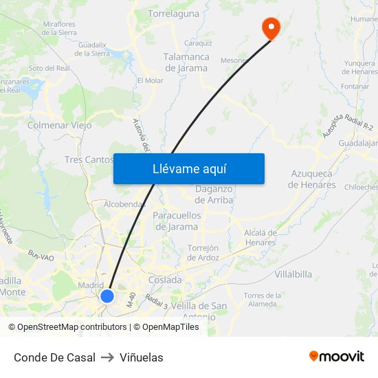 Conde De Casal to Viñuelas map