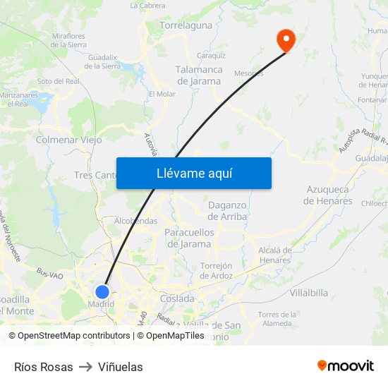 Ríos Rosas to Viñuelas map
