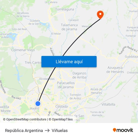 República Argentina to Viñuelas map