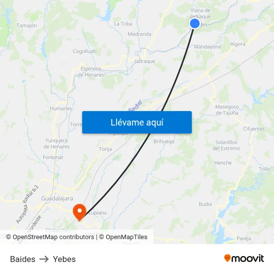 Baides to Yebes map