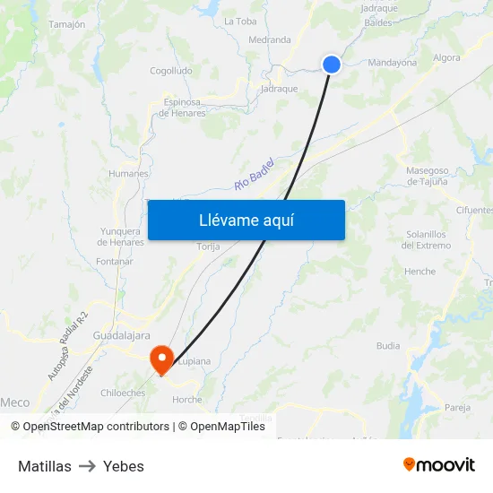 Matillas to Yebes map