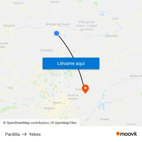 Pardilla to Yebes map